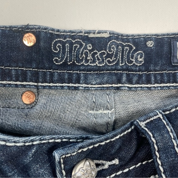 Miss Me Bootcut Jeans JP5534B Embroidered Fleur-de-Lis Wings  Sz 26 - Picture 2 of 14